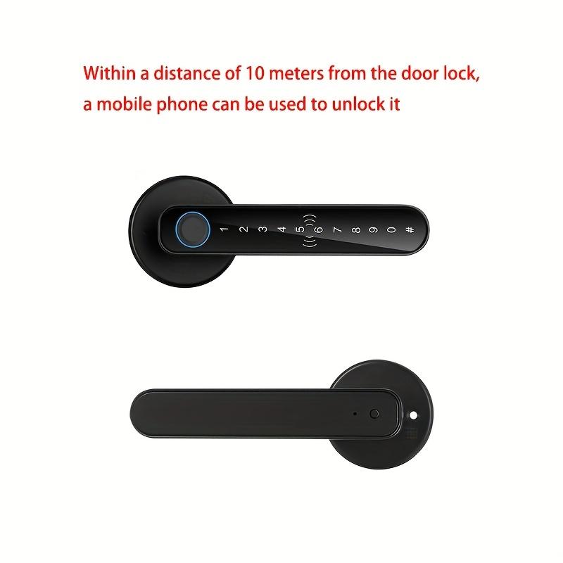 1pc Smart Door Lock with Multiple Unlocking Methods - Fingerprint/Password/Card/Key/APP Control, Can Check the Door Lock Status and Unlocking Record, Built-in Emergency Power Supply with 4*AAA Batteries(Not Included) for Home Security System