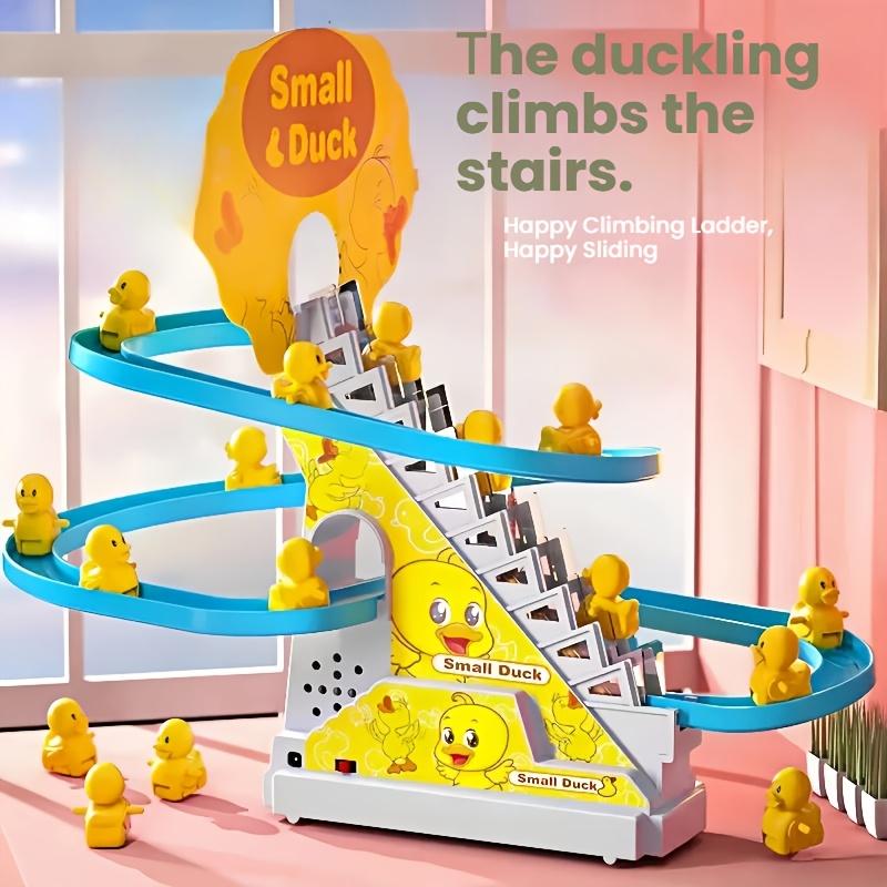 Musical Duckling Climbing Stairs Electric Toy Lights with Music Duck Track Slide