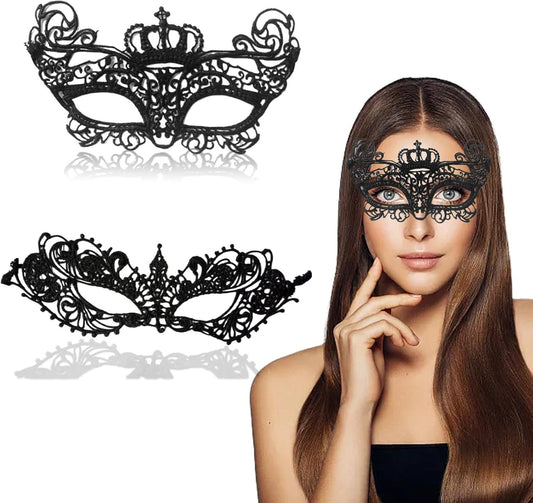 Ormromra 2PCS Lace Masquerade Masks, Black Face Mask for Women, Sexy Lace Eyemask, Half Face Venetian Lace Mask, Lady Girl Lace Eye Mask, for Elegant Prom, Halloween, Costume Party ormromra