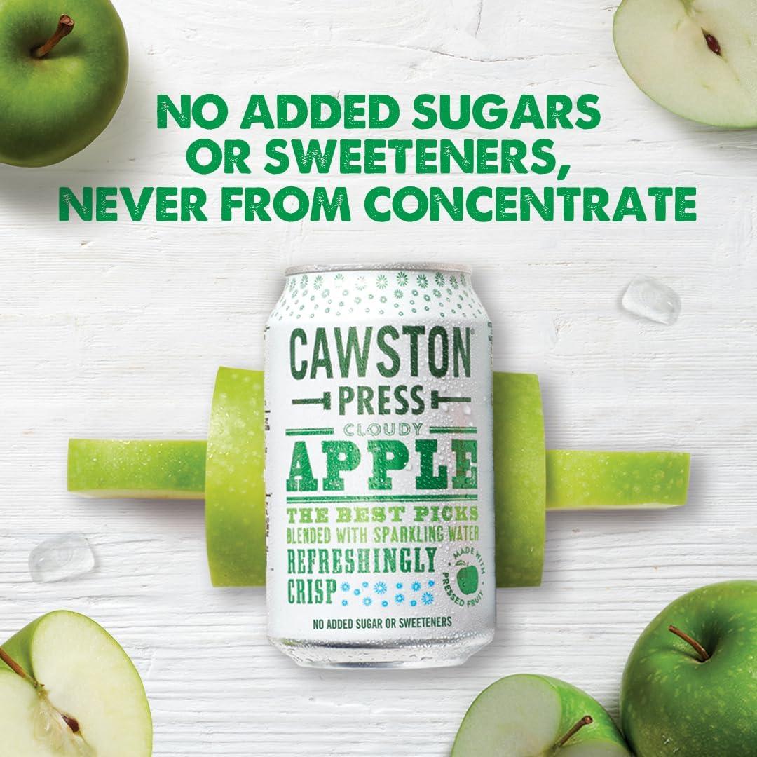 Cawston Press Sparkling Cloudy Apple Fizzy Drink Blended with Sparkling Water and Pressed Apple (330Ml X 12 Cans) Gluten Free - Vegan - No Added Sugar