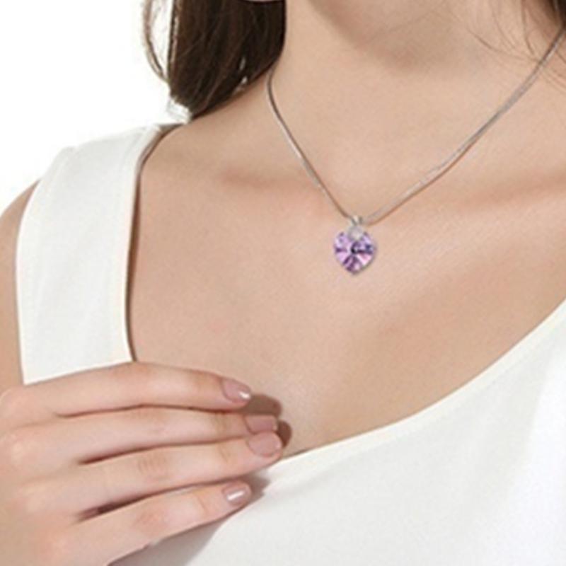 Heart-Shaped Crystal Rhinestone Necklace & Earrings Jewellery Set Women Gift