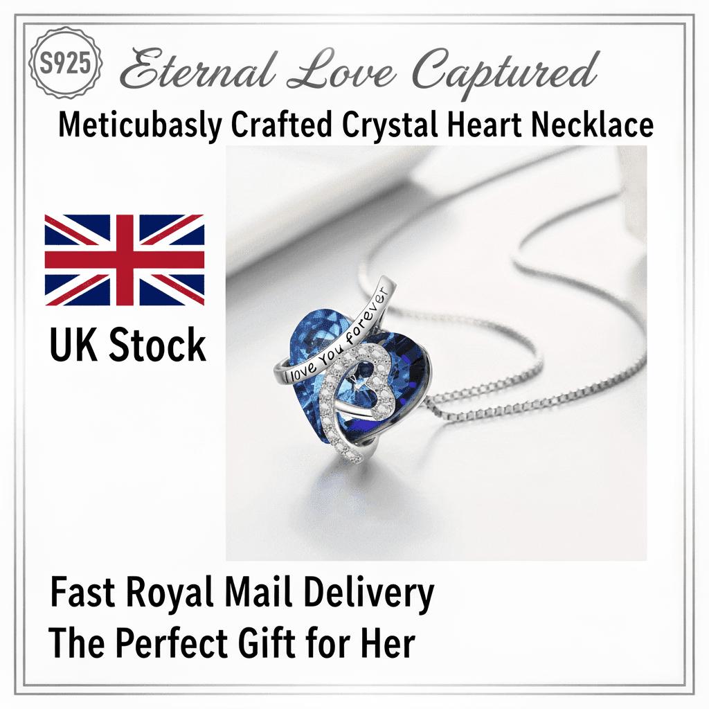 Genuine 925 Sterling Silver Heart Necklace Women Gift I Love You Pendant Girls