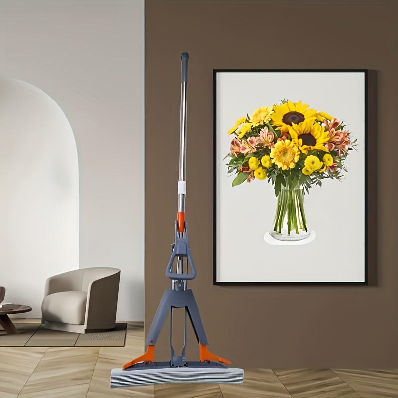 Cleaning Power High Absorbency Sponge Mop Dual Fold Dry Wet Use Durable Handle