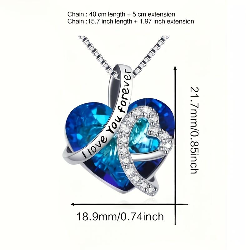 Genuine 925 Sterling Silver Heart Necklace Women Gift I Love You Pendant Girls