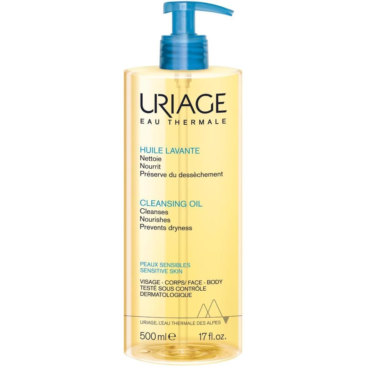 Uriage Cleansing Oil 1L - Body & Face - Sensitive Skin - Cleanses, Nourishes, Prevents Dryness - with Gentle Superfatting Agents Leaving a Soft, Protective Film on the Skin URIAGE