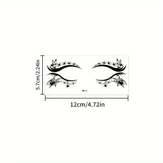 12pcs Halloween Eye Makeup Stickers, Waterproof and Removable Eyeshadow Replacement Kit, Halloween Party Supplies, Pumpkin Spider Bat Witch