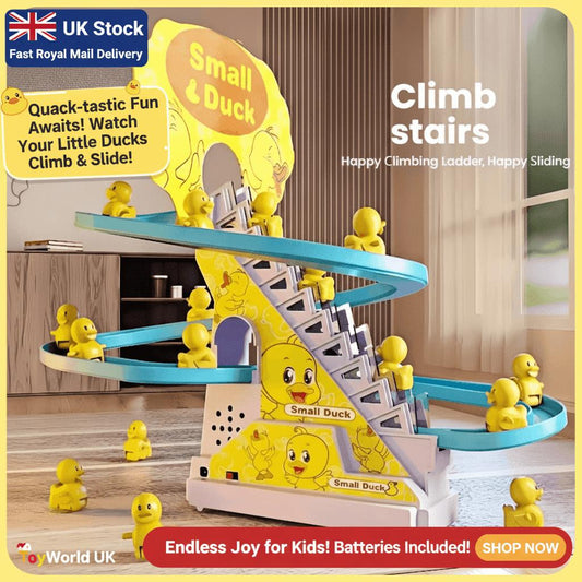 Musical Duckling Climbing Stairs Electric Toy Lights with Music Duck Track Slide