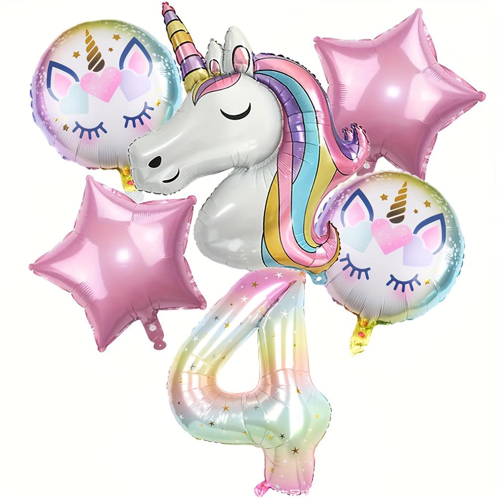 6pcs Unicorn Balloon Set - Star Numbers and Star Balloons, Durable and Reusable