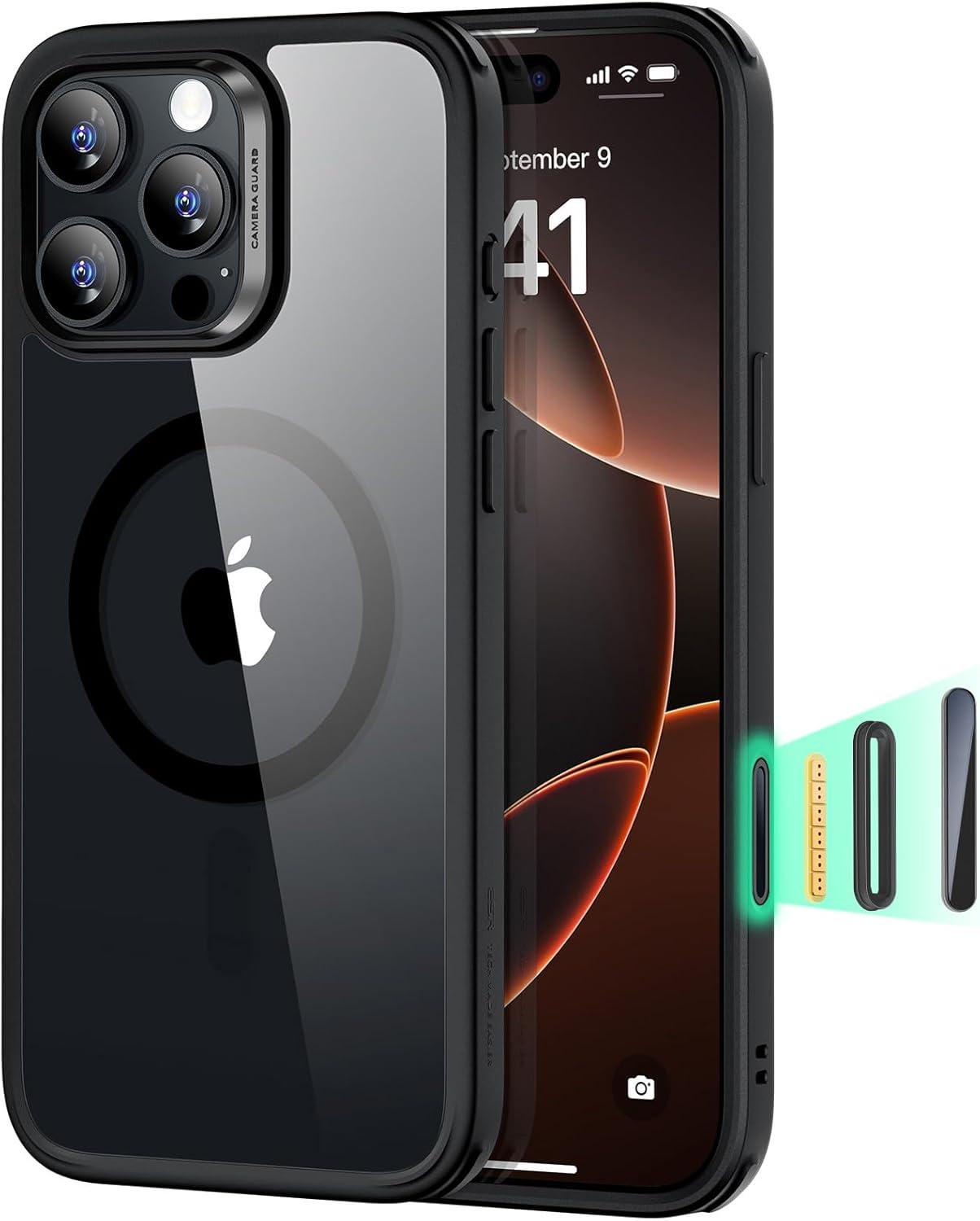 ESR iPhone 17 Pro Case Military-Grade Drop Protection Shock-Absorbing Air Guard Corners Camera Control Cover Magsafe Compatible Hybrid Series Clear Acrylic Magnetic Wireless Casing