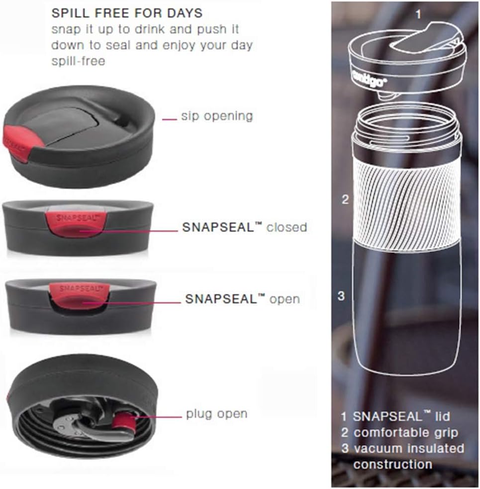 Contigo Byron Snapseal Travel Mug | Stainless Steel Thermal Mug | Vacuum Flask | Leakproof Tumbler | Coffee to Go Mug with BPA Free Easy-Clean Lid