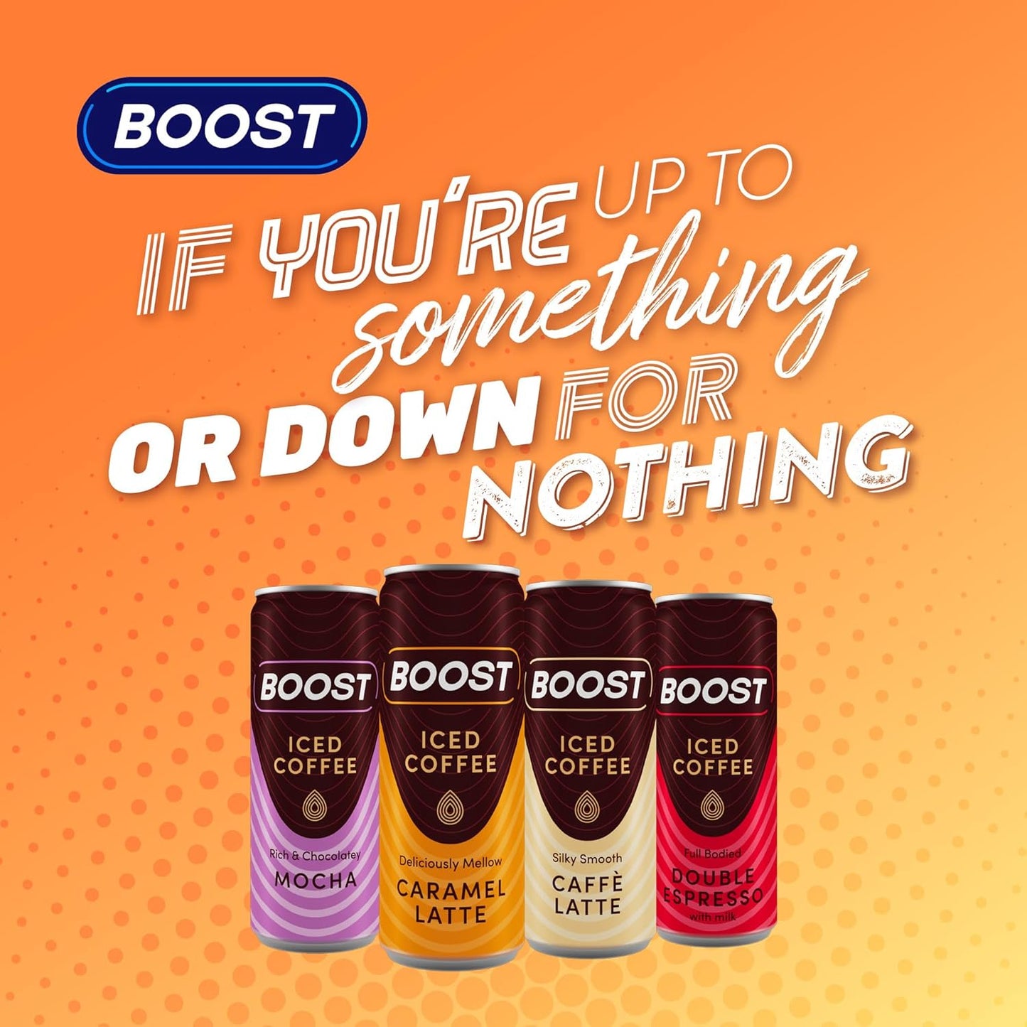 Boost Iced Coffee Cans Caramel Latte | 12 Canned Drinks with High Caffeine, Arabica and Robusta Coffee Beans and Milk | Ice Coffee Bulk Drinks | Gluten Free Caramel Coffee Drinks Multipack | 12X250Ml