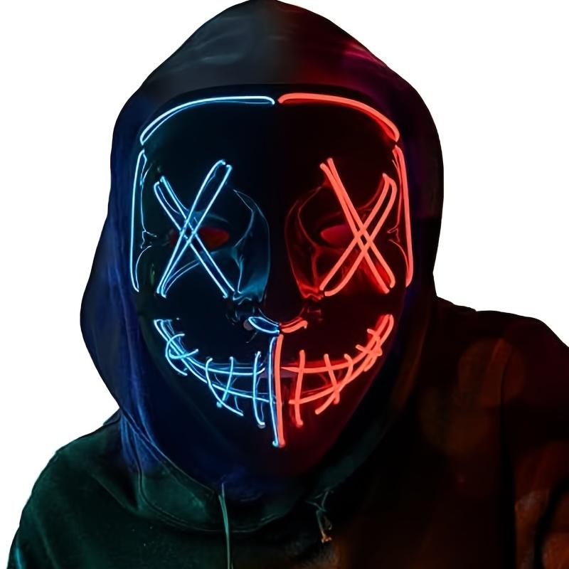 LED Halloween Mask - Motion Sensor, Neon Glow, Sound-Activated Lighting, PVC Horror Face Mask for Adults/Teens, Compatible with Halloween, Haunted Houses, Clubs, Festive Celebration, Glowing Effect, Highquality Lighting, Event At