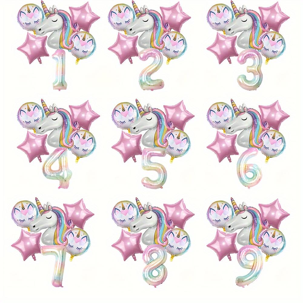 6pcs Unicorn Balloon Set - Star Numbers and Star Balloons, Durable and Reusable
