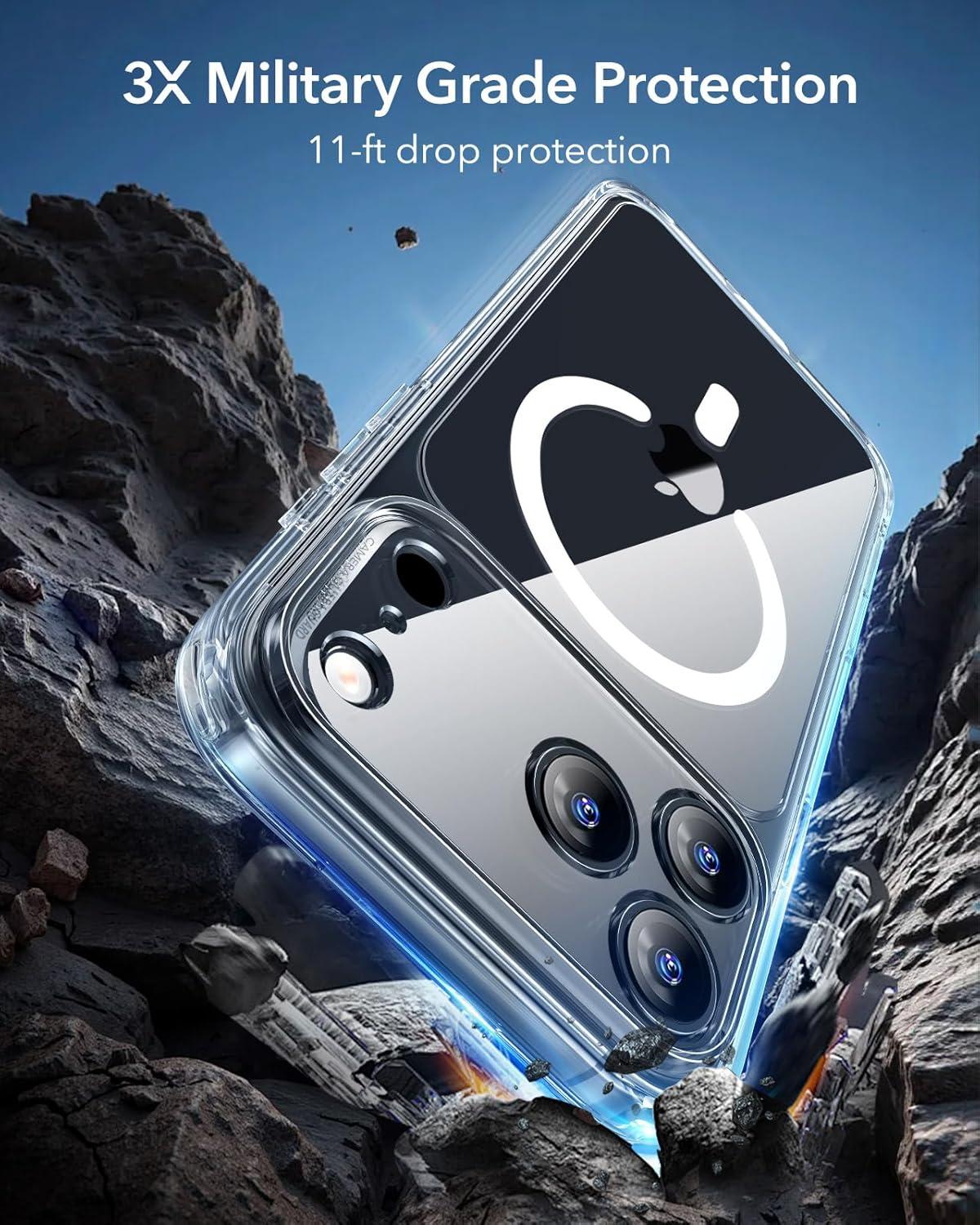 ESR iPhone 17 Pro Case Military-Grade Drop Protection Shock-Absorbing Air Guard Corners Camera Control Cover Magsafe Compatible Hybrid Series Clear Acrylic Magnetic Wireless Casing