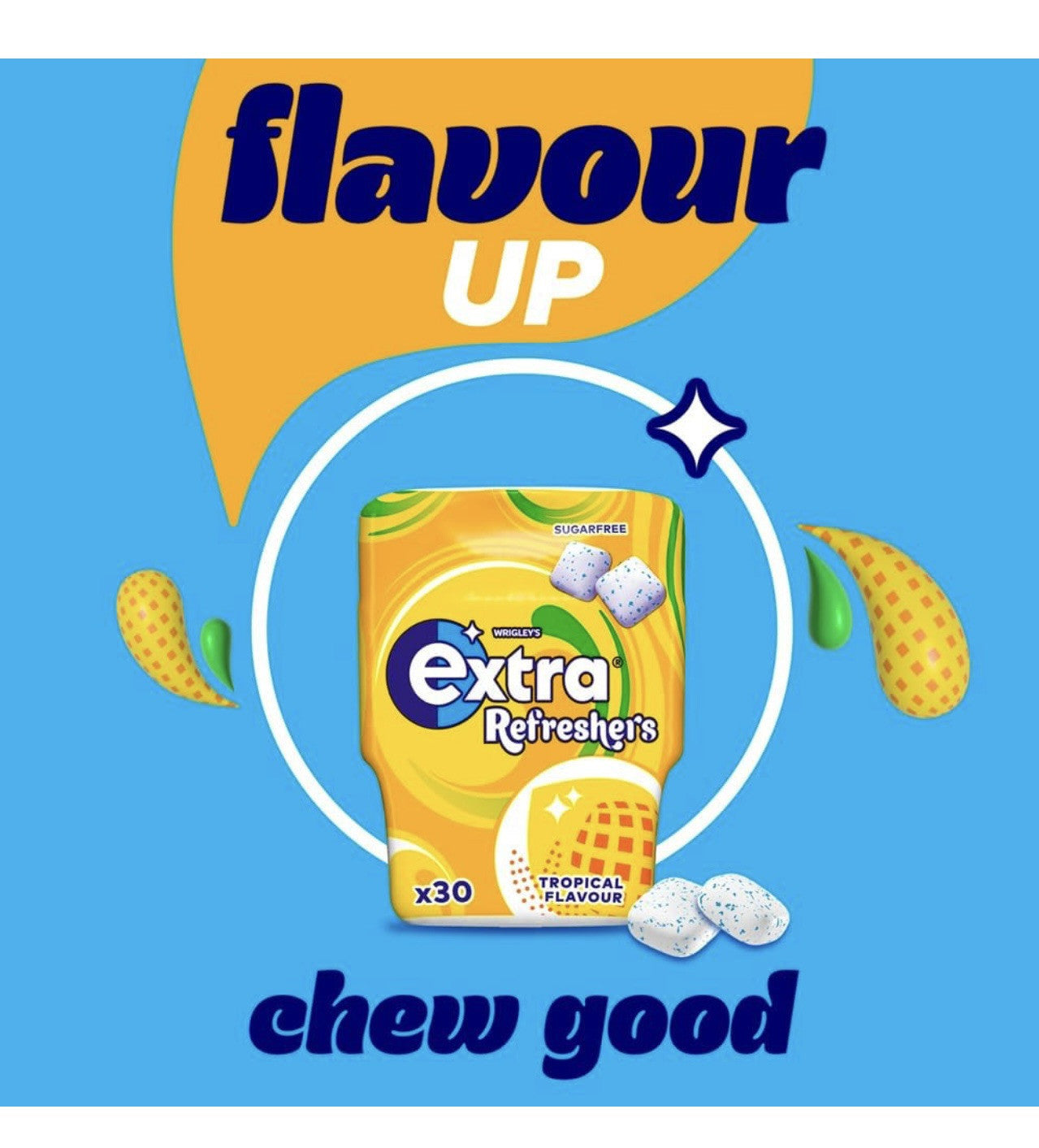 Wrigley’s Extra Refreshers Sugarfree Chewing Gum 30pcs - Tropical & Bubble Mint!