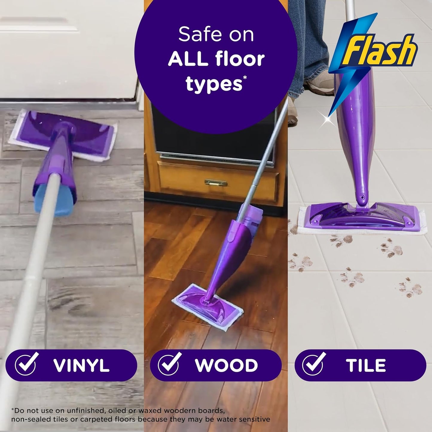 Flash Power Spray Mop Floor Cleaner Starter Kit (1 Washable + 17 Disposable Pads), All-In-One System for Your Floors