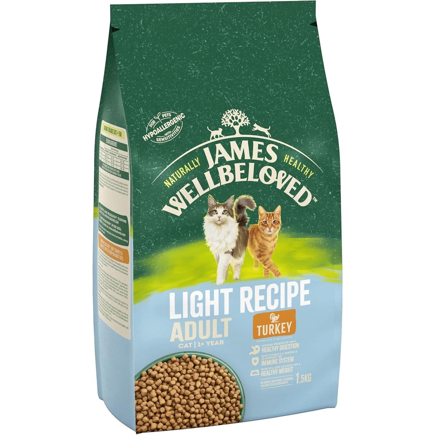 James Wellbeloved Adult Light Turkey 1.5 Kg Bag, Hypoallergenic Dry Cat Food