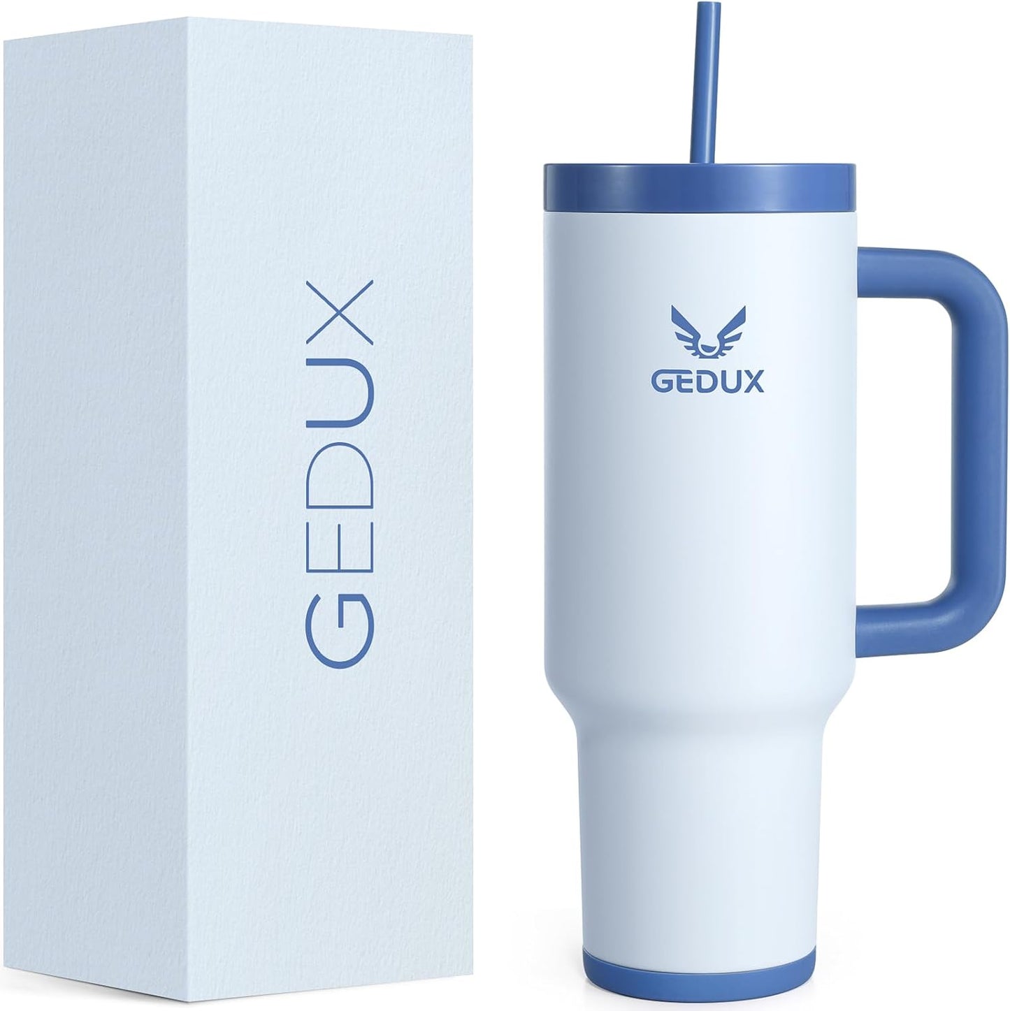 Gedux 1200Ml Tumbler with Handle, 2-In-1 Leak Proof Lid (Straw/Flip), Insulated Water Bottle, Stainless Steel Tumbler with Non-Slip Silicone, Wide Mouth Travel Mug Cupholder Friendly Dishwasher Safe