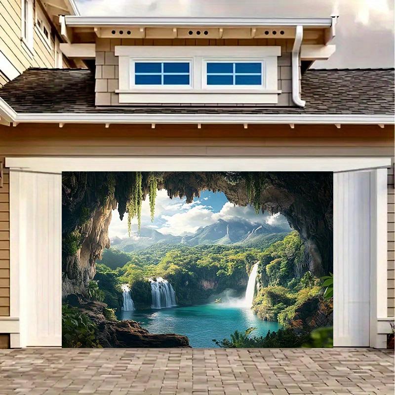 1pc Tropical Forest & Waterfall Party Banner - Vibrant Polyester Backdrop with Lush Greenery, Misty Mountains, and Serene Blue Waters for Home, Room, or Wall Decor - Perfect for All Seasons Photo Props and Party Supplies, Outdoor Deco