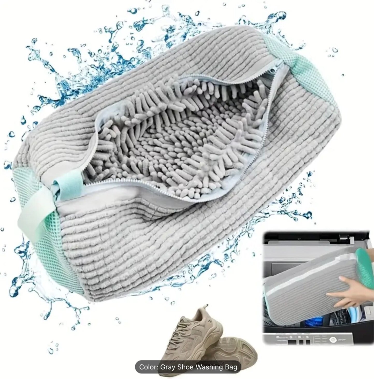 Large Reusable Shoe Washing Bags Thickened Mesh Laundry Zipper Cleaning Machine