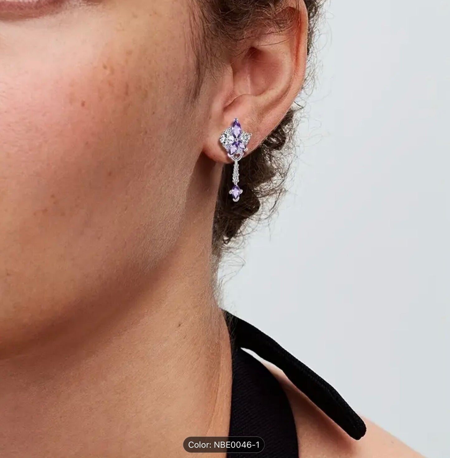 925 Sterling Silver Flower Zirconia Stud Earrings Women Elegant Jewellery Gift