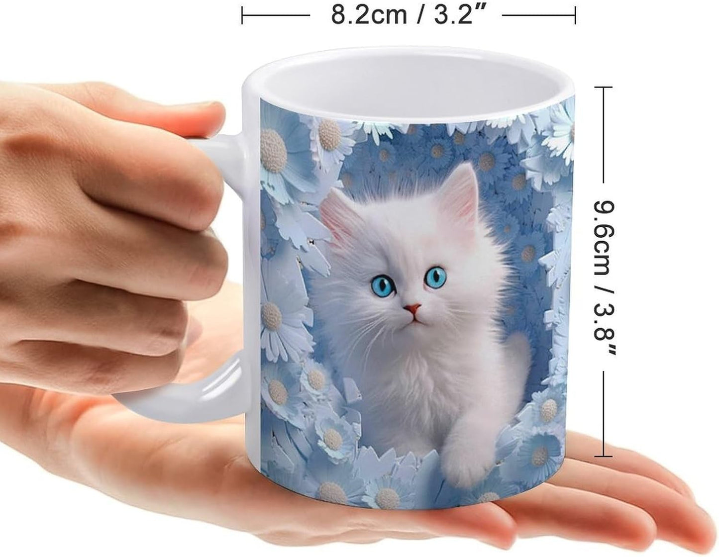 3D Cat Hole in Wall Coffee Mug Tea Cup with Handle Flowers Theme Gift Reusable