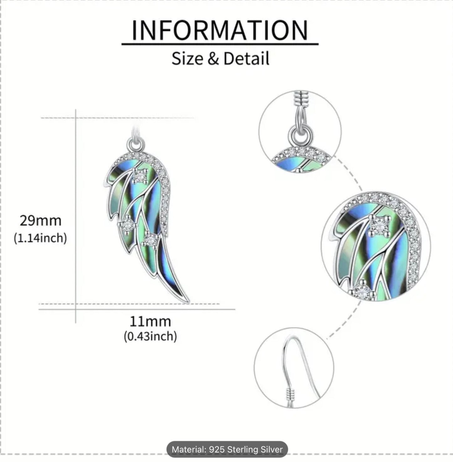 925 Sterling Silver Dangle Drop leverback  Earring Romantic Women Gift Jewellery