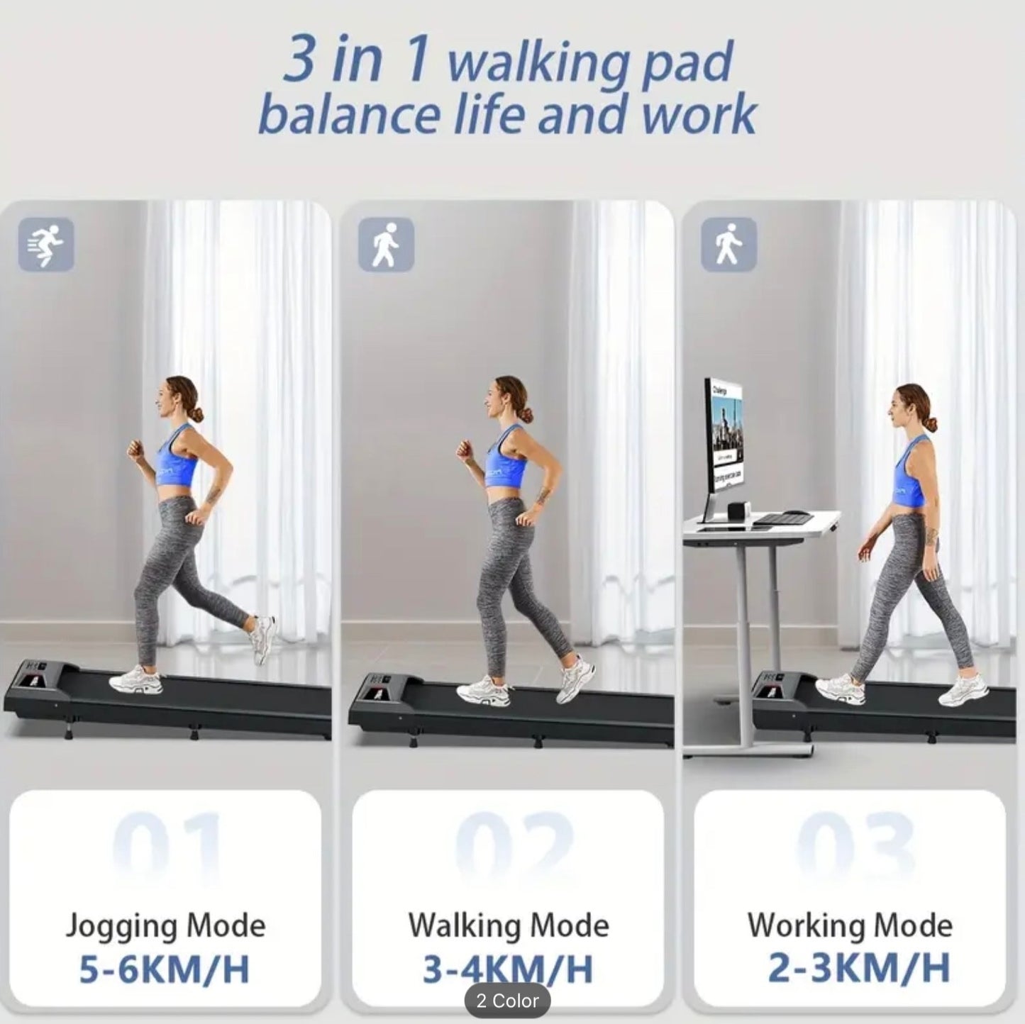 Walking Pad Treadmill Electric Incline Fitness Machine Home Under Desk Remote