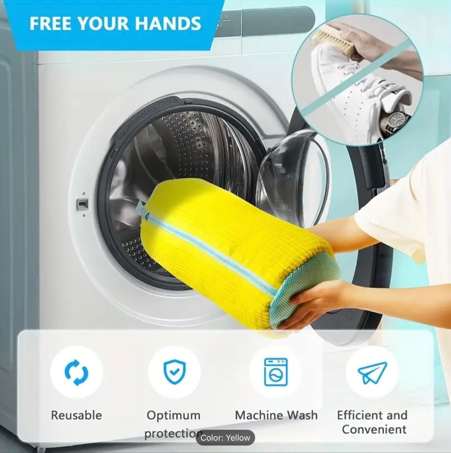 Large Reusable Shoe Washing Bags Thickened Mesh Laundry Zipper Cleaning Machine