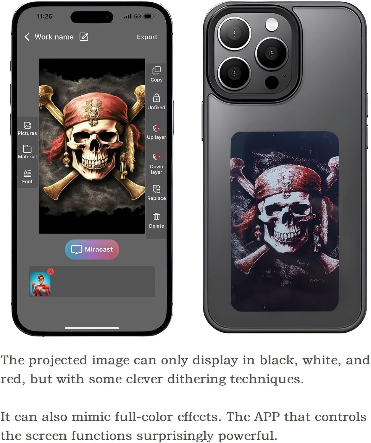 DIY E-Ink Phone 15 Case Silicone Shockproof NFC AI Projection Stylish Screen