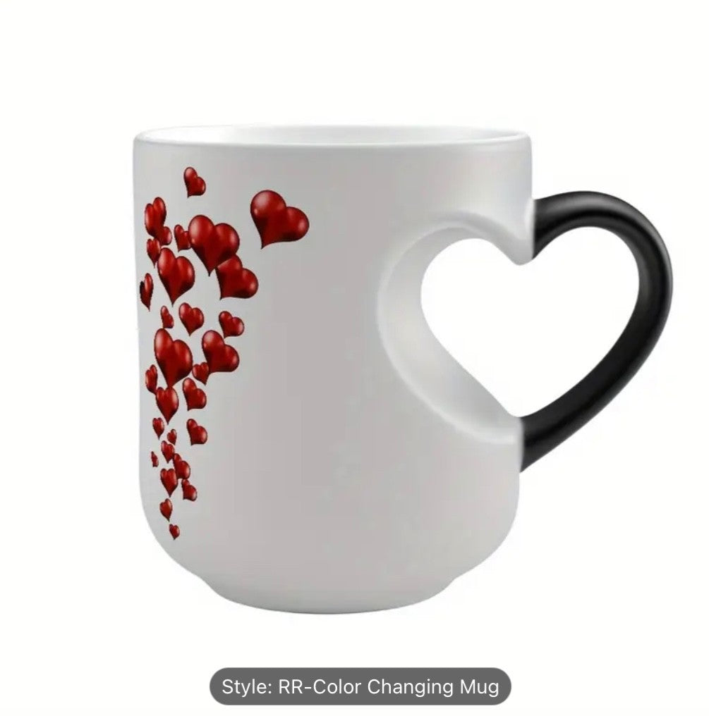 Colour Changing Heat Sensitive Mug Heart Shaped Magic Coffee Novelty Mother Gift