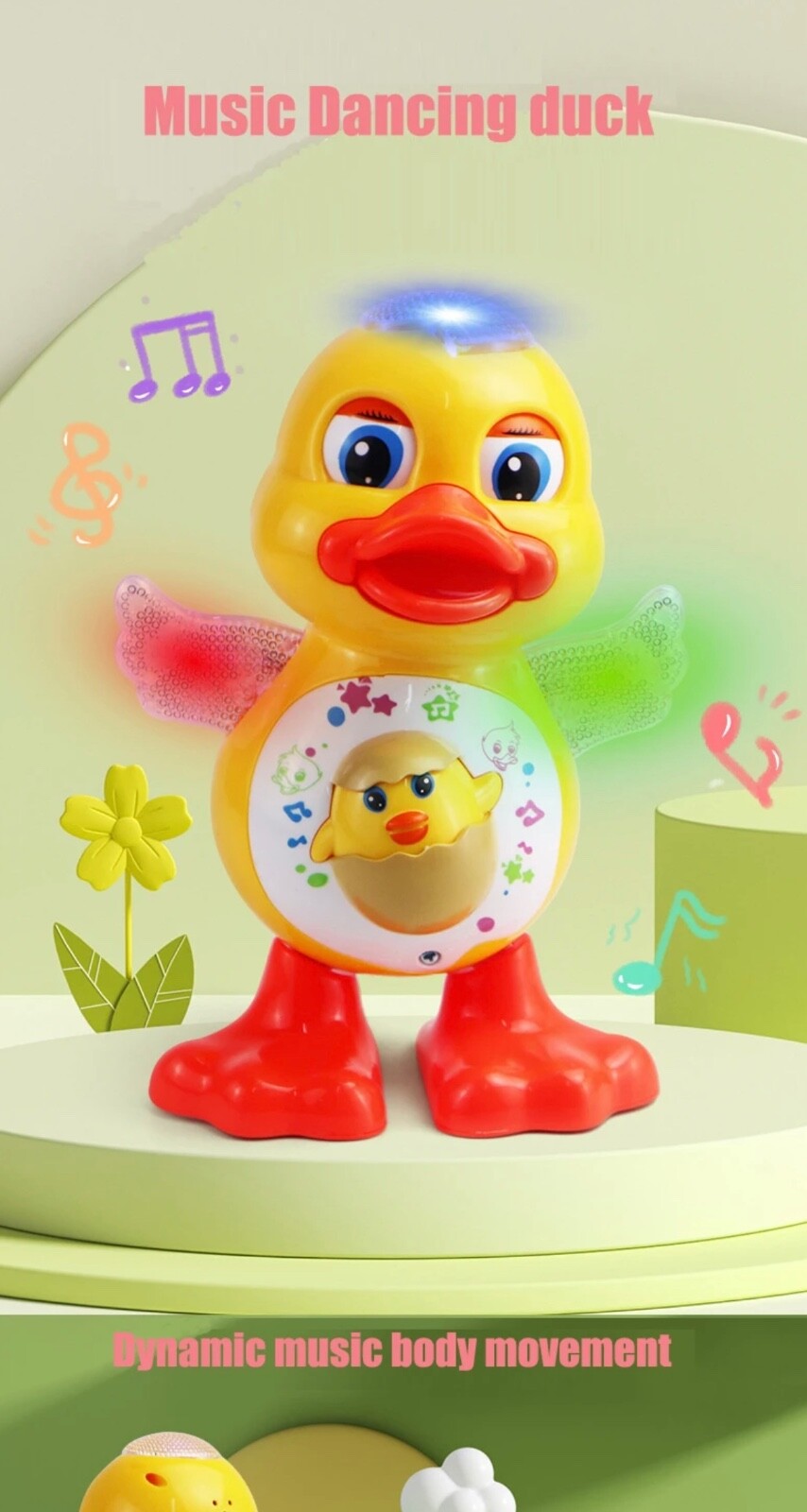 Electric Dancing Duck Music Lights Flashing & Blinking Eyes Educational Kids Toy