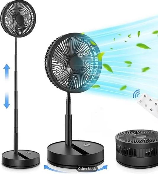 Portable Rechargeable Folding Cooling Desk & Pedestal Fan Remote USB Silent Gift