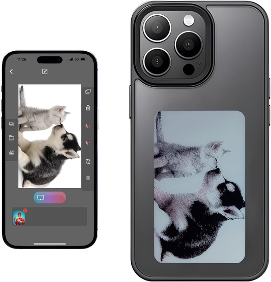 DIY E-Ink Phone 15 Case Silicone Shockproof NFC AI Projection Stylish Screen