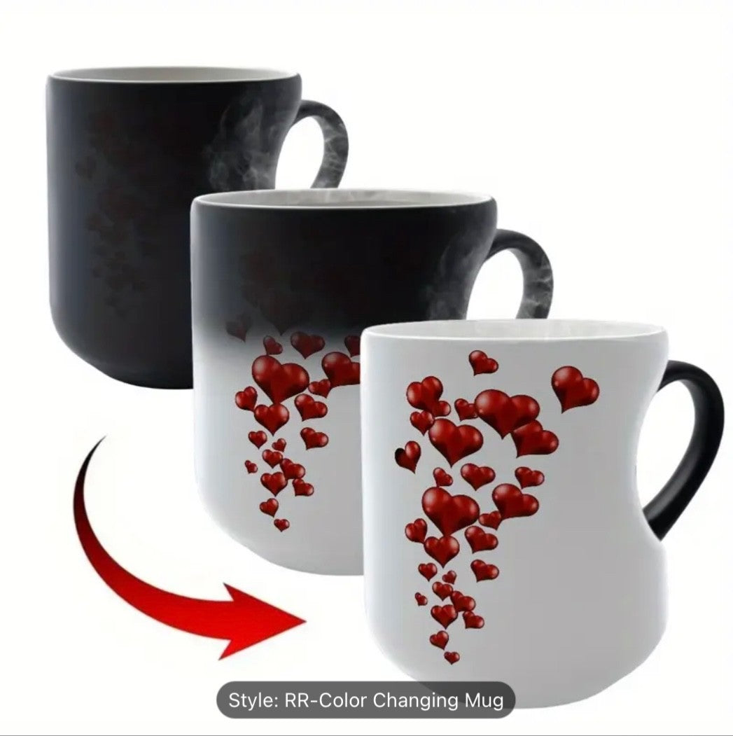 Colour Changing Heat Sensitive Mug Heart Shaped Magic Coffee Novelty Mother Gift