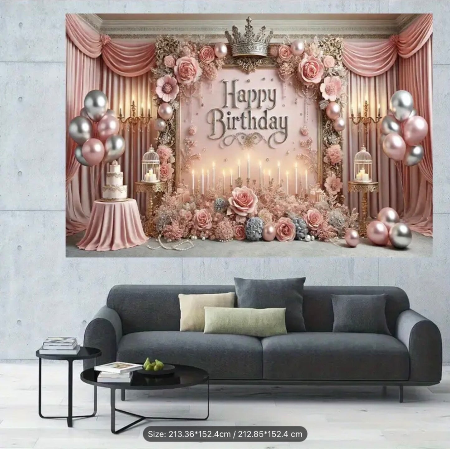 Large Backdrop Kids Birthday Banner Party Background Decor Photography Props