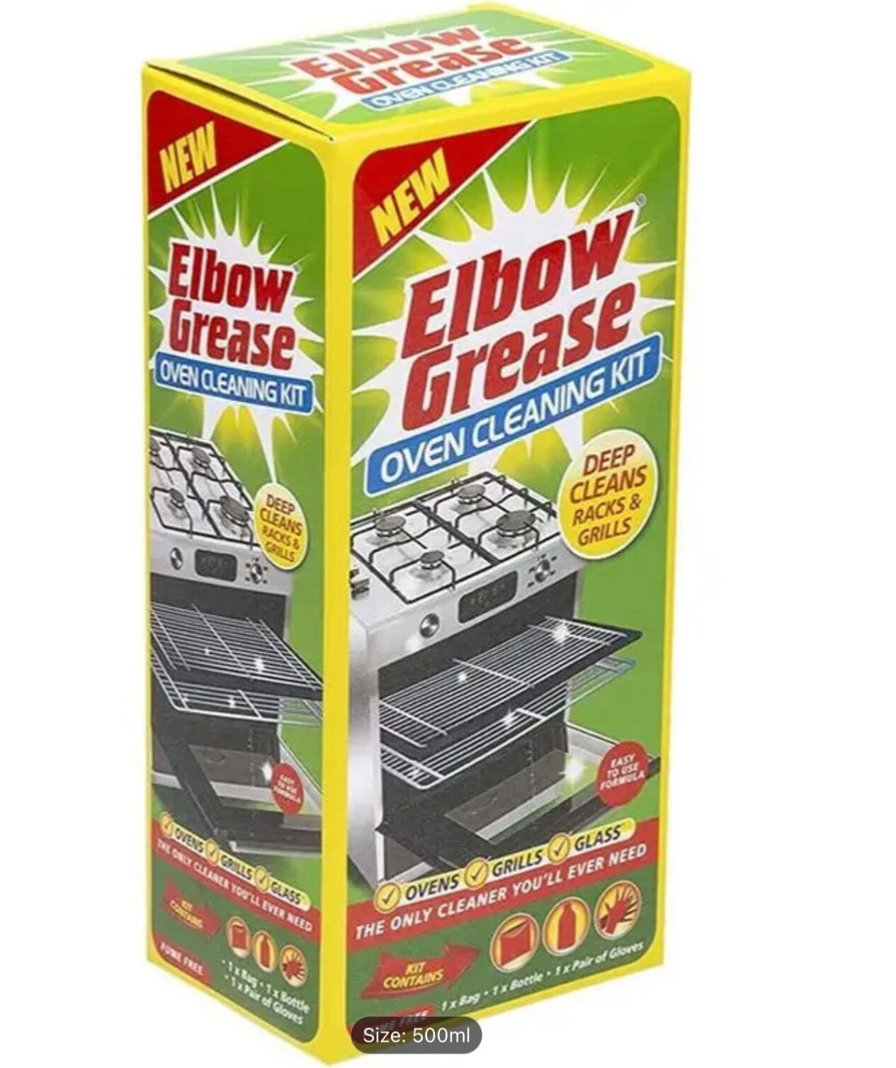 Premium Elbow Grease Oven Grill Cleaner Foaming Spray 500ml Set with Gloves- Bag