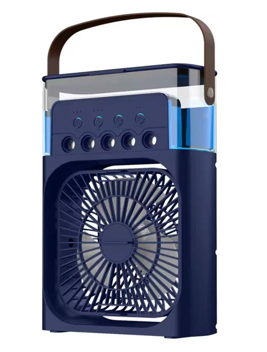 Portable 3in1 Ice Mist Fan Air Conditioner Household Small Air Cooler USB Lights