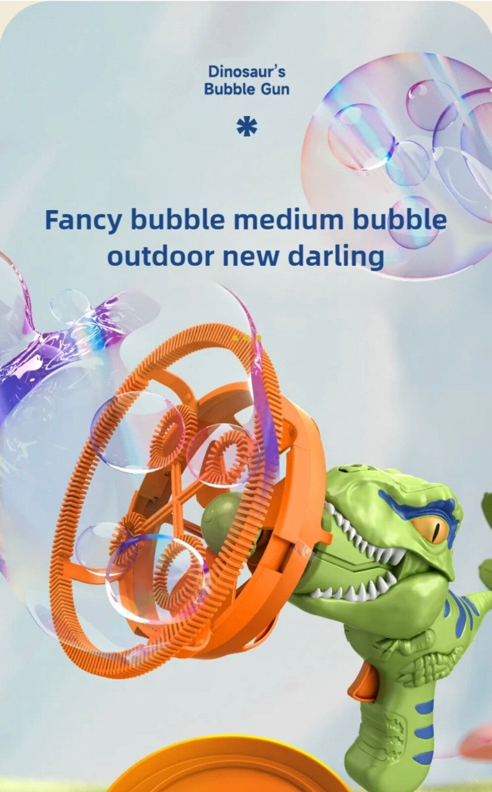 Dinosaur Bubble Blower Fan Gun Toy for Kids |  Electric Summer Outdoor Fun Gifts
