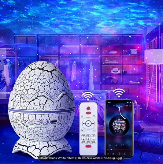 Dinosaur Egg Star Projector Light Galaxy Night with Remote Bluetooth Music Lamp