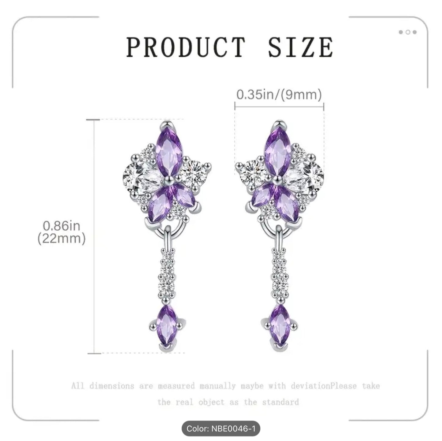 925 Sterling Silver Flower Zirconia Stud Earrings Women Elegant Jewellery Gift