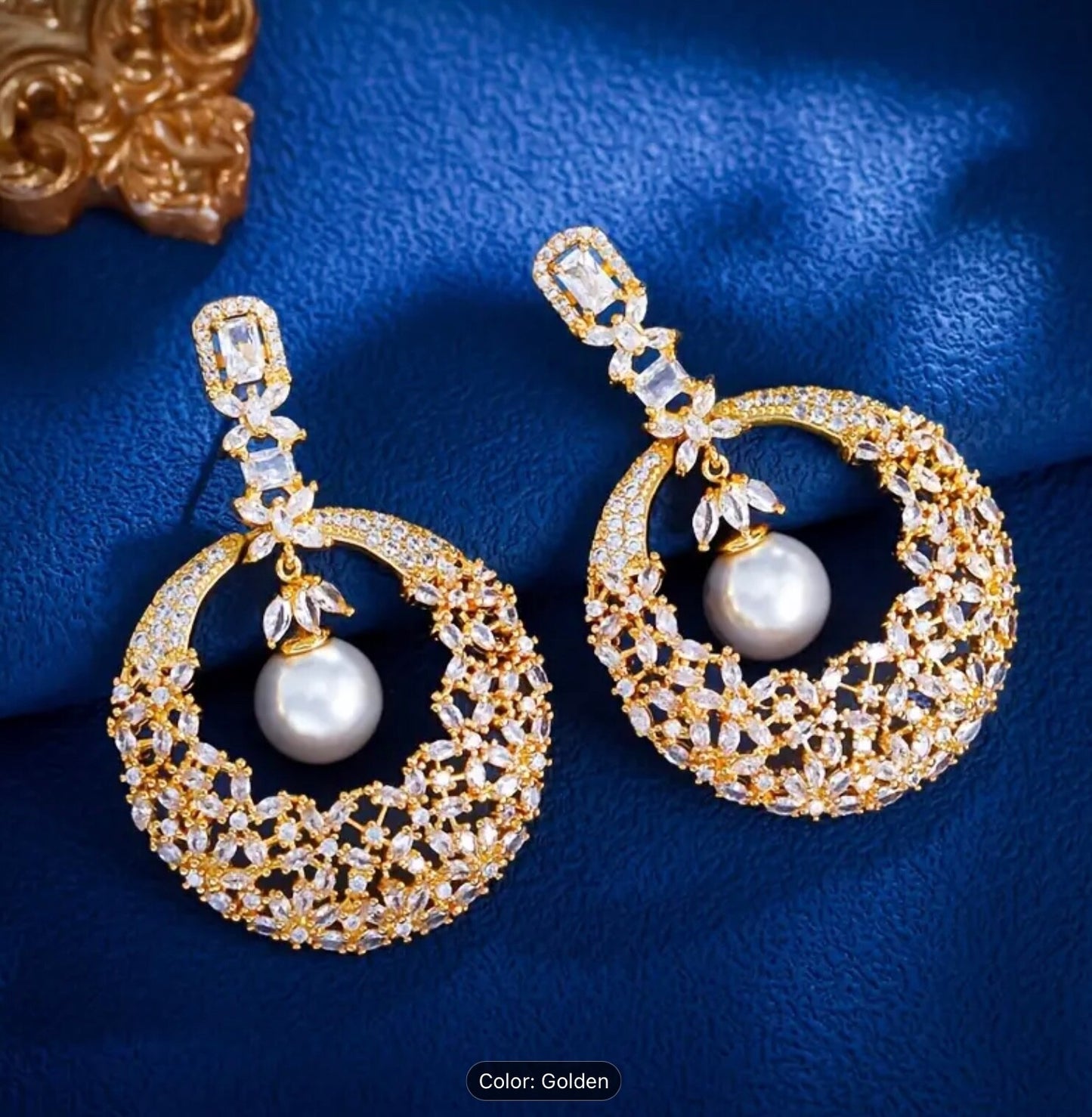 Vintage 925 Sterling Silver CZ Pearl Drop Dangle Earrings Women Jewellery Gift