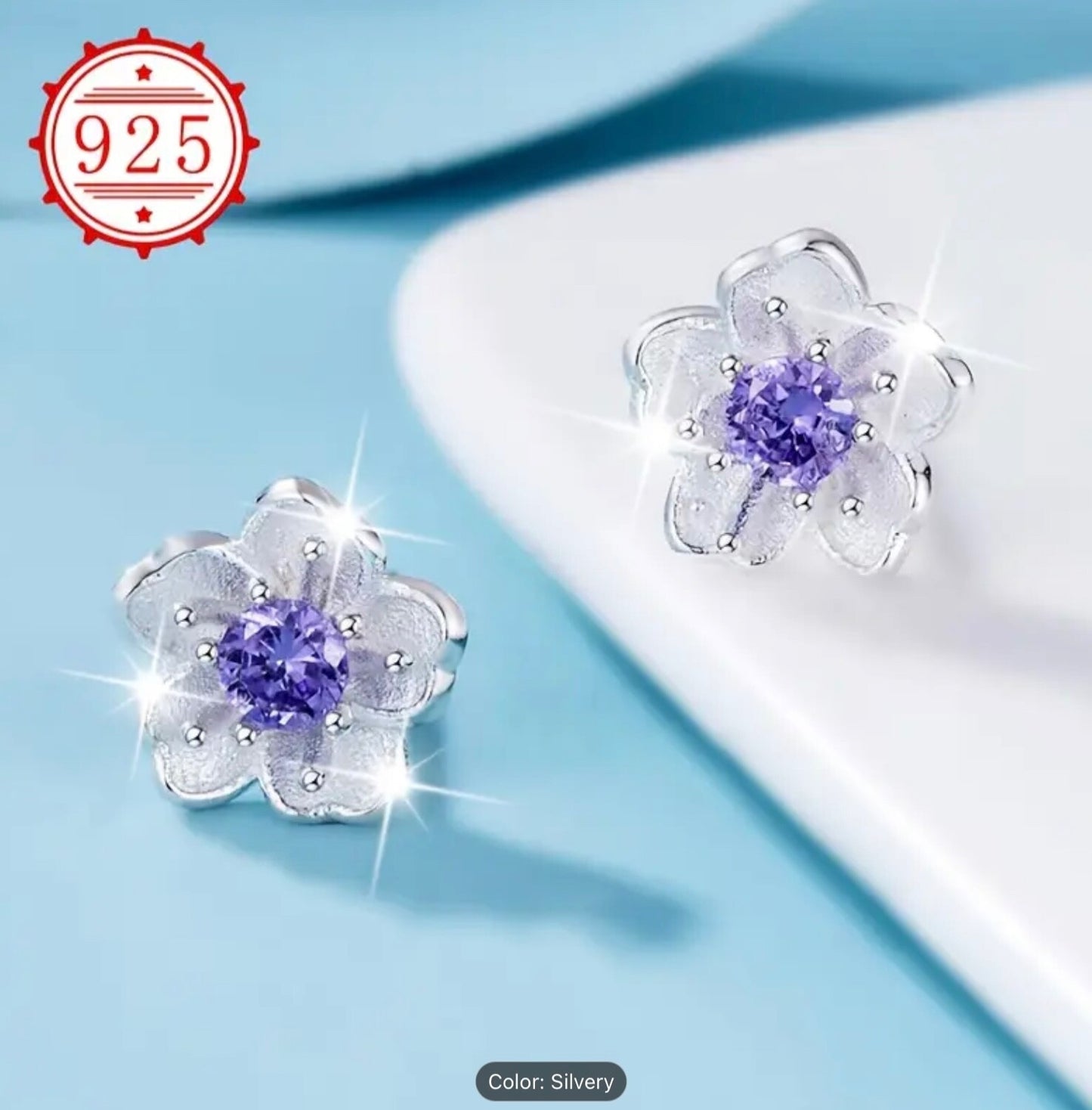 925 Sterling Silver Rose Flower Stud Earrings Crystal Women Girls Jewellery Girl