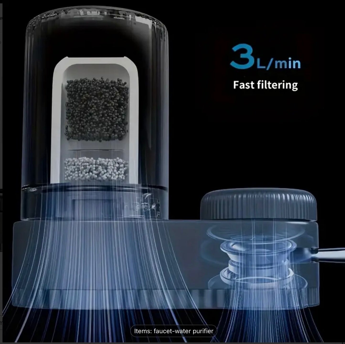 Faucet Water Purifier Filter Grey Portable Tap Attachments 2 Cartridges Kitchen