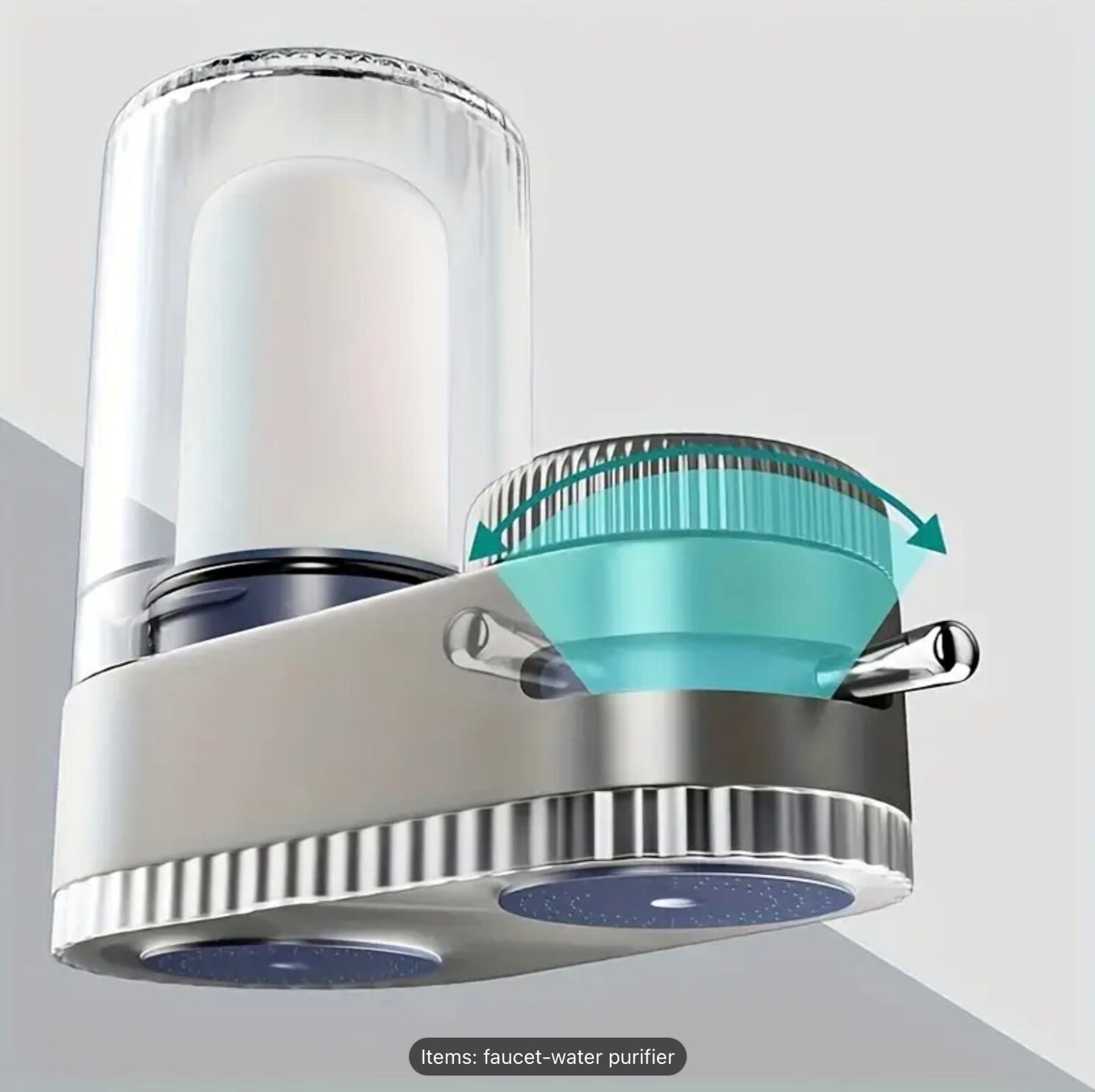 Faucet Water Purifier Filter Grey Portable Tap Attachments 2 Cartridges Kitchen