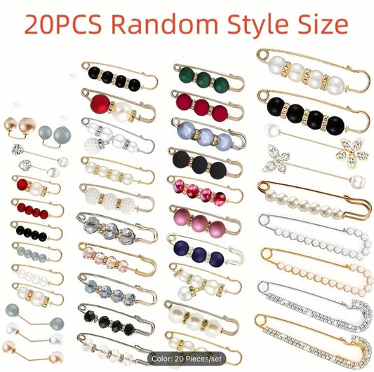Pack of 20 Safety Pin Brooches Shawl Pins for Sweaters Dresses Gifts Women Style
