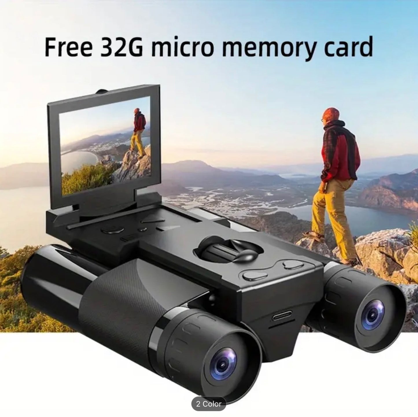 2.5K Digital Binoculars 8X Zoom 1080P Photo Video Recorder IPS Screen 32GB DT10