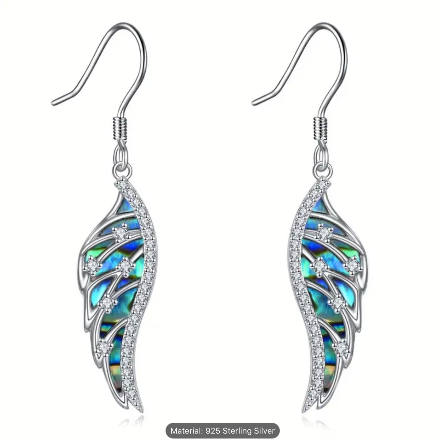 925 Sterling Silver Angel Wings Dangle Drop Earrings Gift Women Girls Jewellery