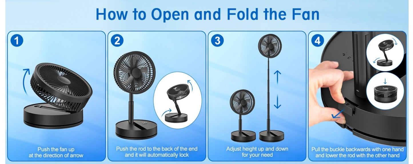 Deluxe Foldable Oscillating Pedestal Stand Fan Remote Control Timer Quiet Speed