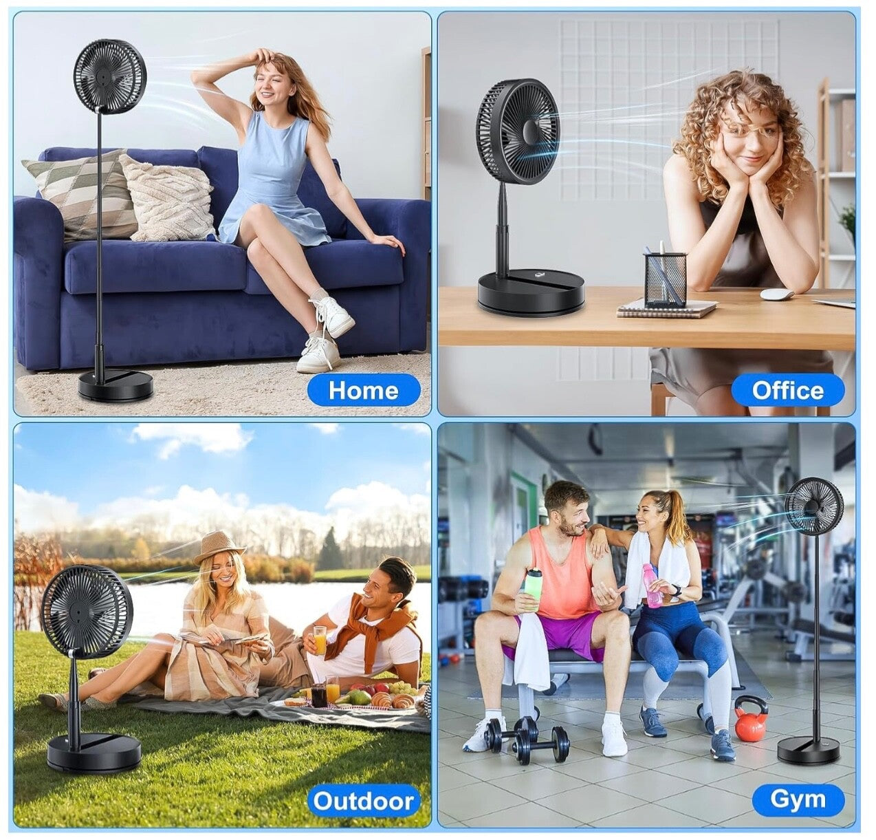 Deluxe Foldable Oscillating Pedestal Stand Fan Remote Control Timer Quiet Speed